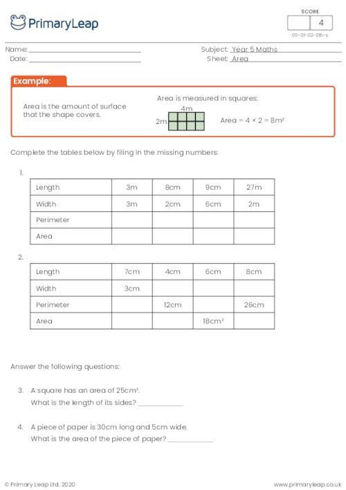 Calculating area by counting and multiplying unit squares in real-world rectangular objects Third grade students counting square units to find the area of rectangular shapes on an everyday area worksheet