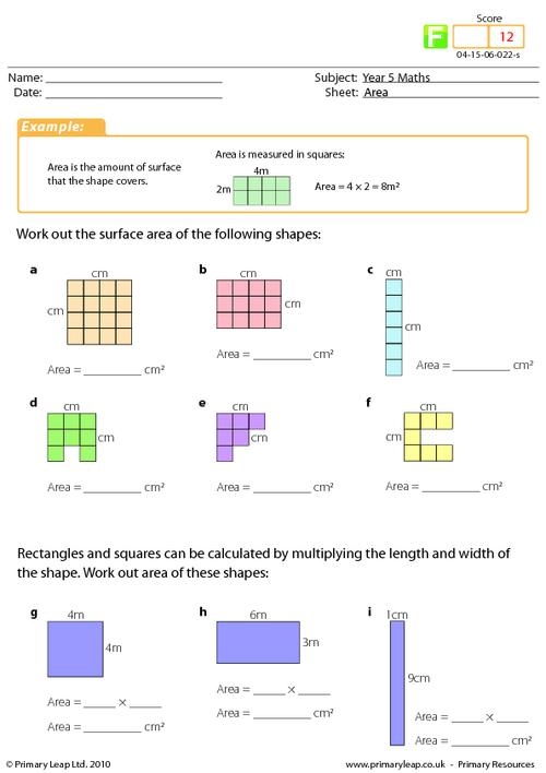Everyday Area Worksheet Number 10 for Third Grade Math Practice Third grade worksheet showing how to calculate everyday area using addition and multiplication methods