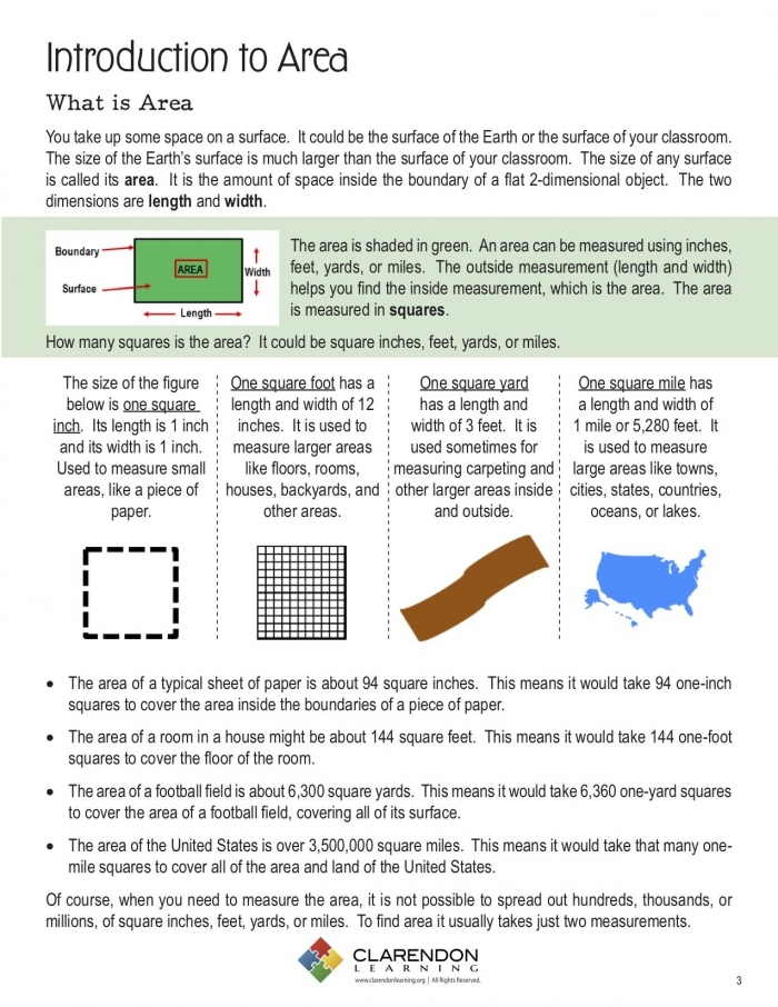 An engaging introduction to area concepts for young learners Worksheet for teaching third graders the fundamentals of area using decimals