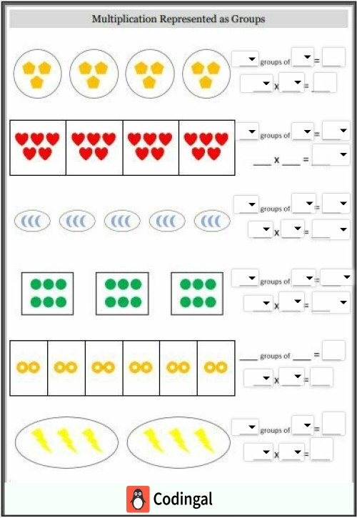 Third grade math worksheet featuring multiple choice array and equation matching exercises