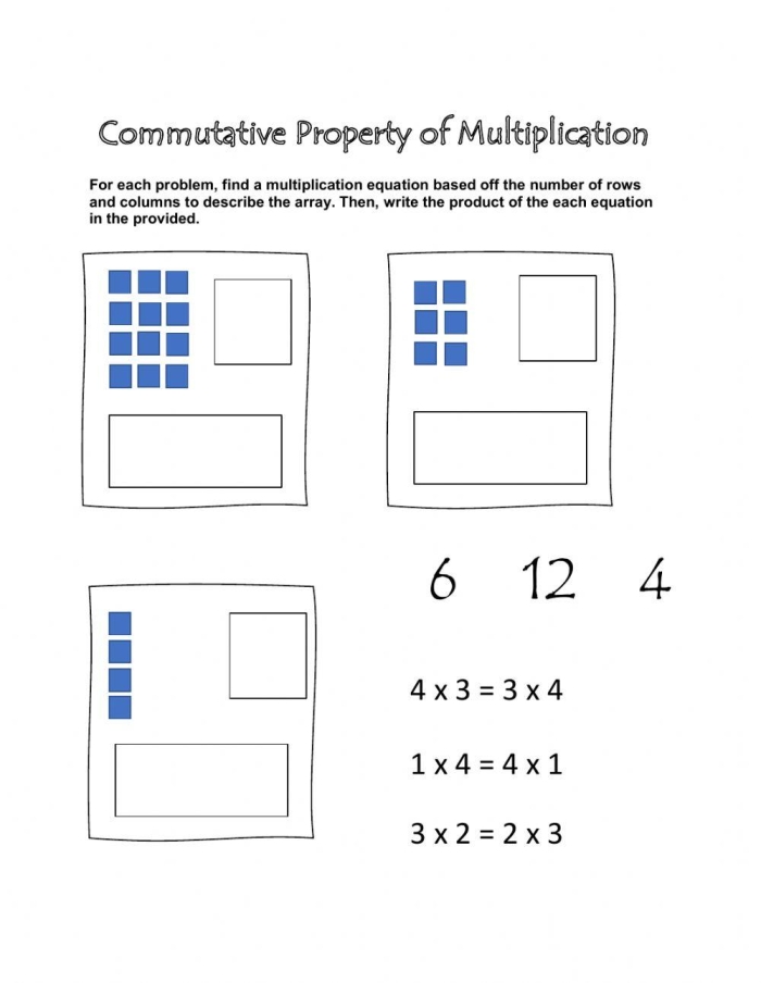 Commutative Property with Arrays Worksheet Number Three Third grade students using arrays to solve math problems while practicing the commutative property