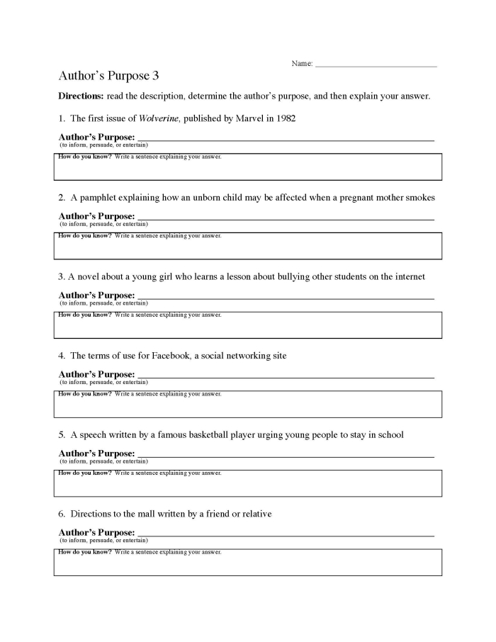 Author Purpose PIE Multiple Choice Worksheet for Third Grade 16 Third grade worksheet for identifying author purpose using the PIE mnemonic for multiplication practice 16