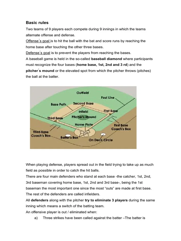 Baseball rules worksheet designed for third graders to enhance learning enjoyment