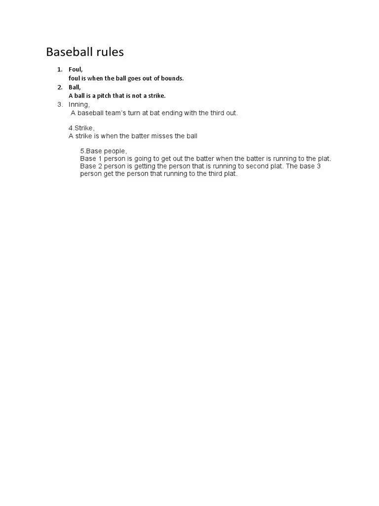 Baseball rules worksheet designed for third graders to enhance learning in a fun way