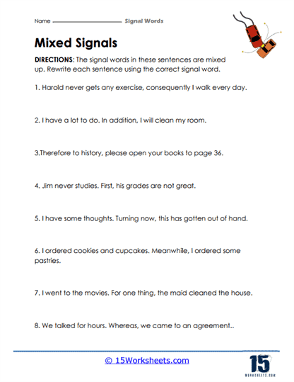 Identifying Cause and Effect with Signal Words Worksheet Image 24 Worksheet for third graders focusing on identifying cause and effect using signal words