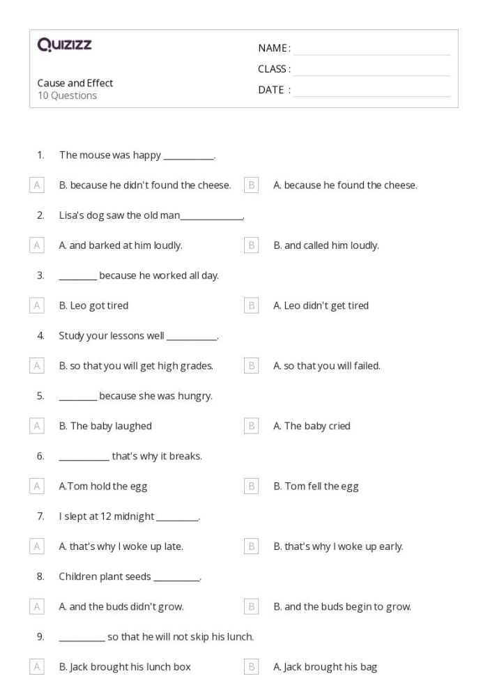Third grade student working on a Cause and Effect Thunderstorms worksheet