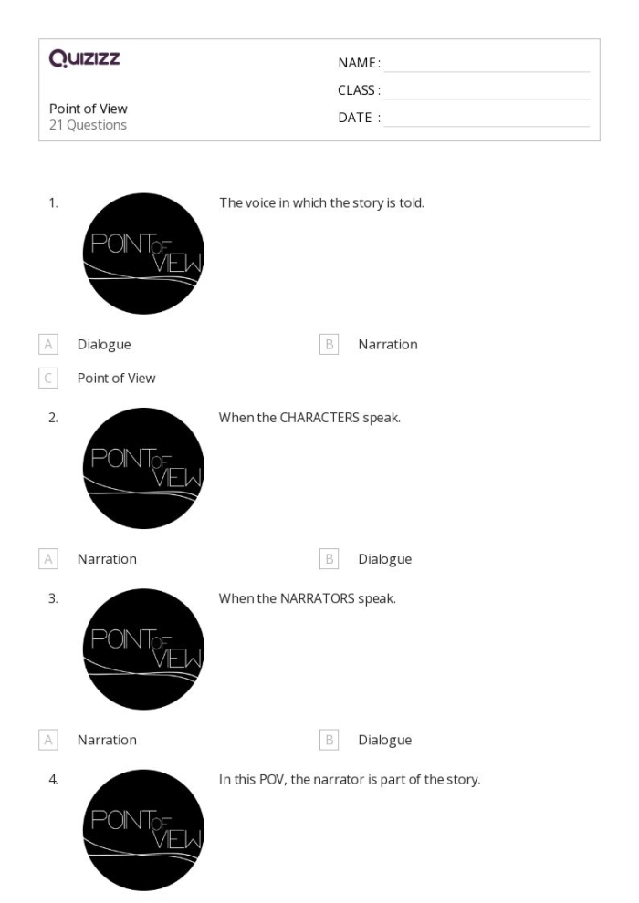 Point of View: Being the New Kid worksheet for reading practice in third grade Worksheet for third graders exploring the point of view of a character in a story about being the new kid
