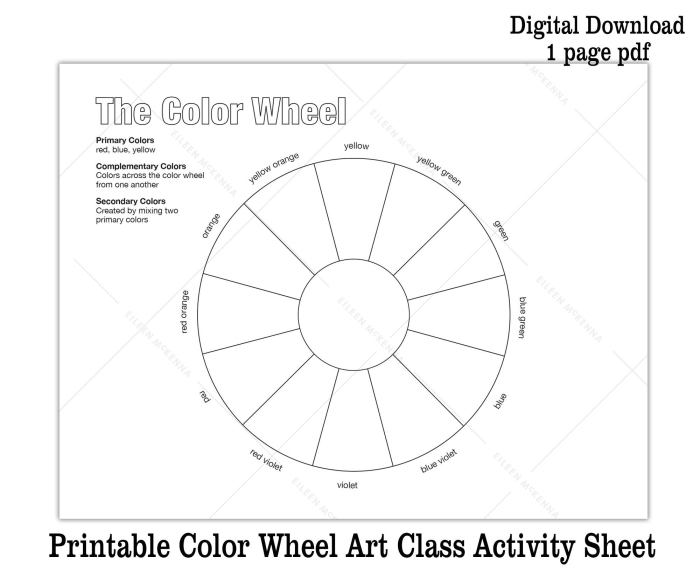 Educational color wheel for kids worksheet featuring primary secondary and tertiary colors for third grade science