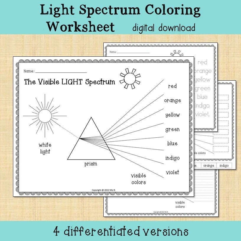 Color Spectrum worksheet designed for third graders, featuring vibrant colors and engaging activities