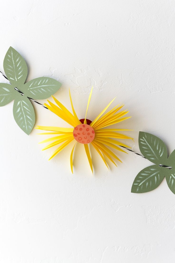 Colorful paper flower garland printable worksheet for third-grade crafting