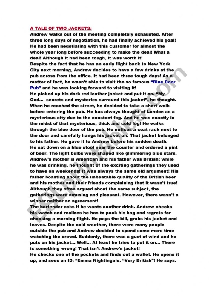 A Tale of Two Texts worksheet for grammar practice Worksheet for comparing two fiction texts for third-grade students