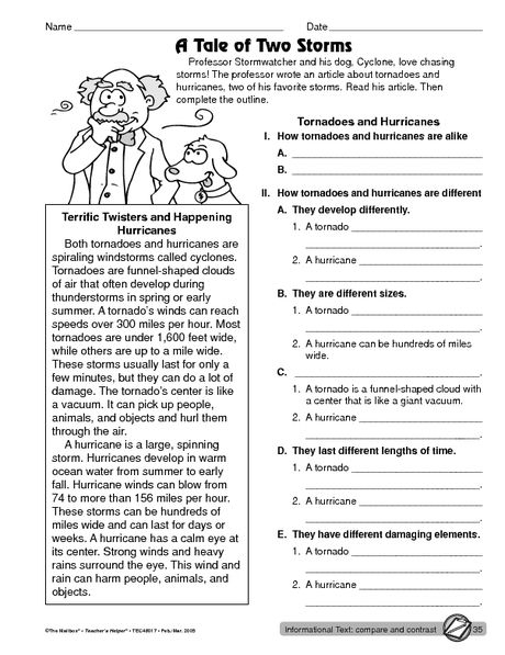 A Tale of Two Texts comparison exercise for third grade students A worksheet for third graders to compare and contrast two fiction texts in grammar and mechanics