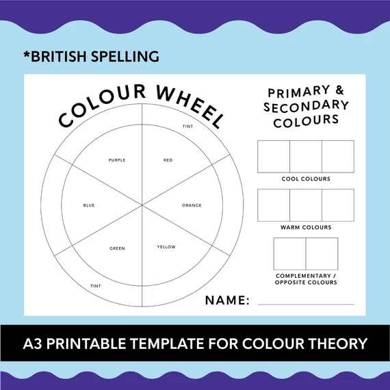 A vibrant third grade physical science worksheet explaining how to pair complementary colors.