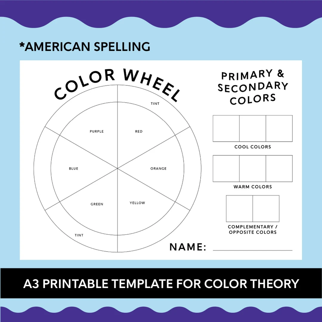 Third grade science worksheet illustrating the concept of complementary color pairs with colorful examples