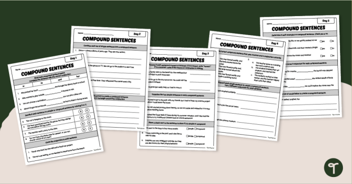 Compound Sentence Practice Worksheet for Grade 3 Worksheet for third graders to practice forming compound sentences