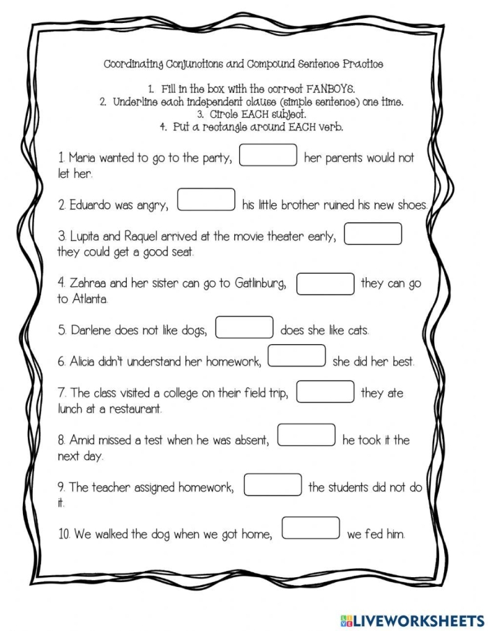 Third Grade Compound Sentence Practice Worksheet Image 11 Worksheet for practicing compound sentences in third grade writing class