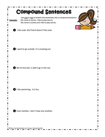 Fun exercise for creating compound sentences in physical science lessons Compound Your Sentences worksheet for third graders engaging in a small-group activity