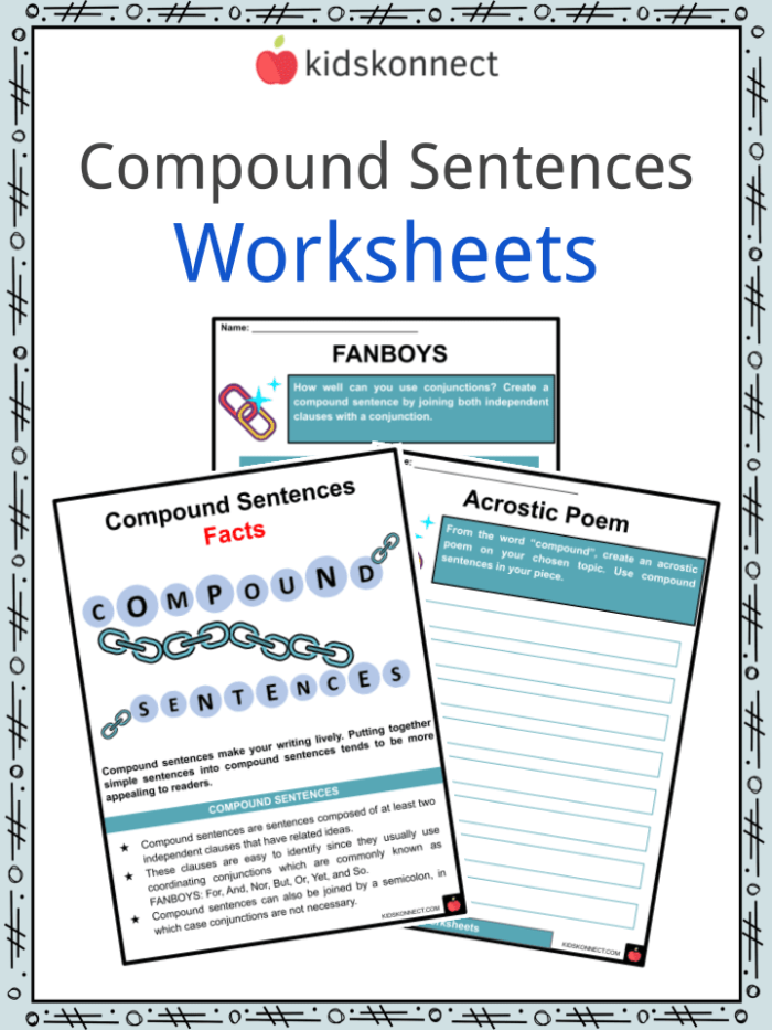 A third grade grammar worksheet featuring a carnival theme for practicing compound sentences