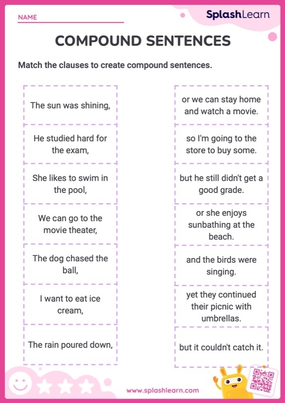 Physical Science worksheet for Third Grade Worksheet featuring a group activity for creating compound sentences in third-grade physical science. Engaging compound sentence building worksheet for third graders.