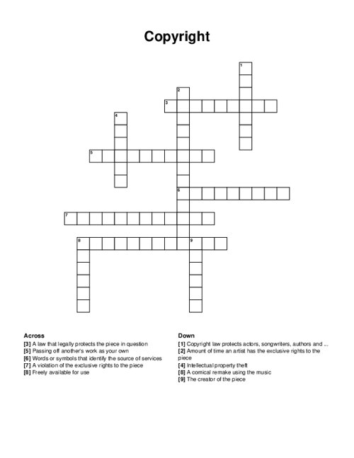 Crossword puzzle worksheet for third graders about the United States Constitution