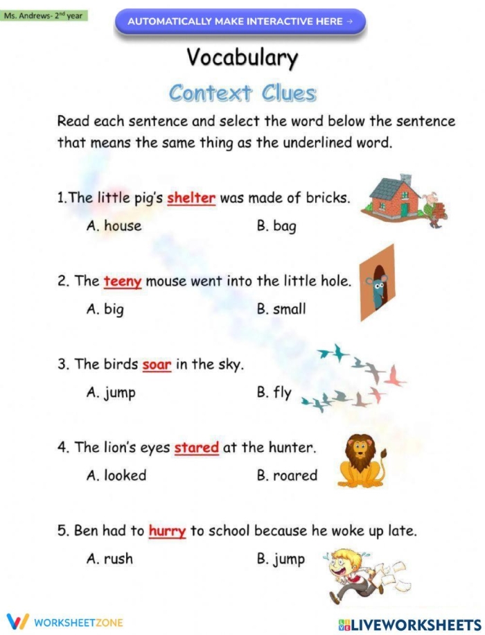 Using Context Clues to Understand Multiple Meaning Words Worksheet 15 Third grade student using context clues to identify multiple meaning words on a worksheet
