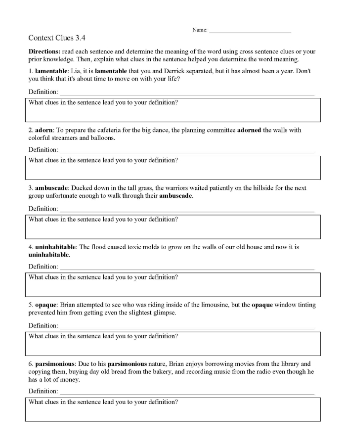 Keeping Up with Context Clues worksheet for Earth and Space Science Worksheet for third graders on using context clues to understand unfamiliar vocabulary