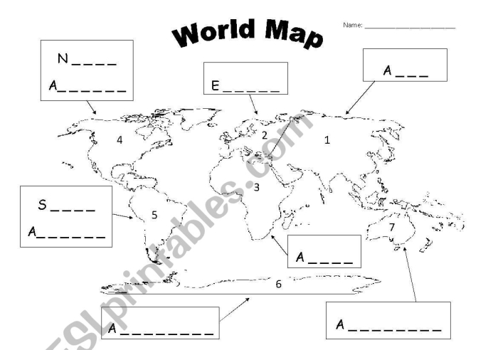 Third grade word scramble worksheet featuring scrambled continent names for students to unscramble and learn about Earth's continents