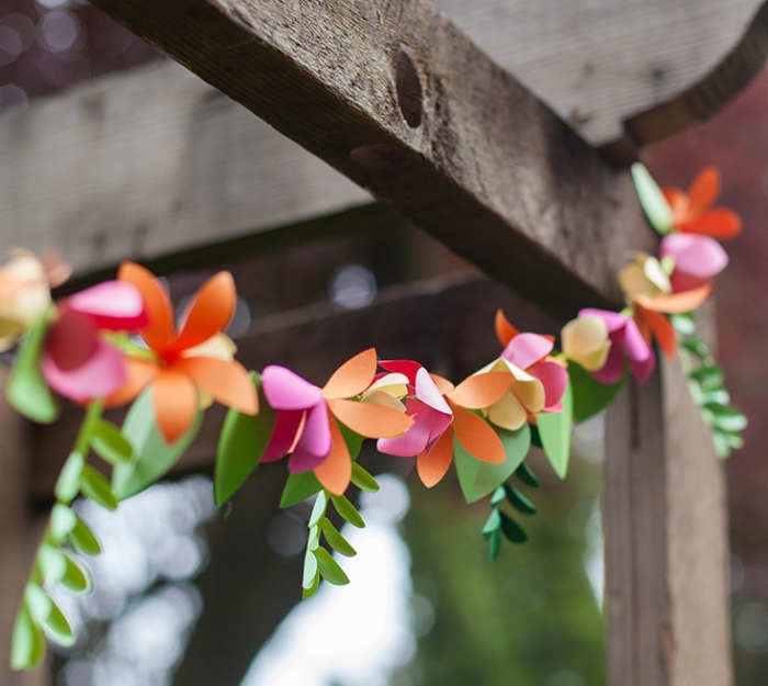 Colorful paper flower garland printable worksheet for craft projects