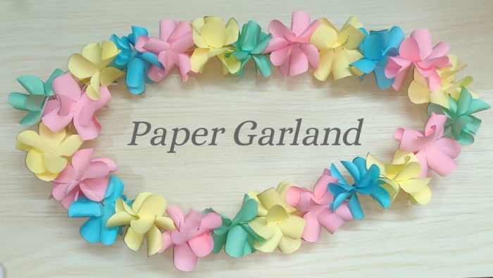 Colorful paper flower garland printable worksheet for crafting activities