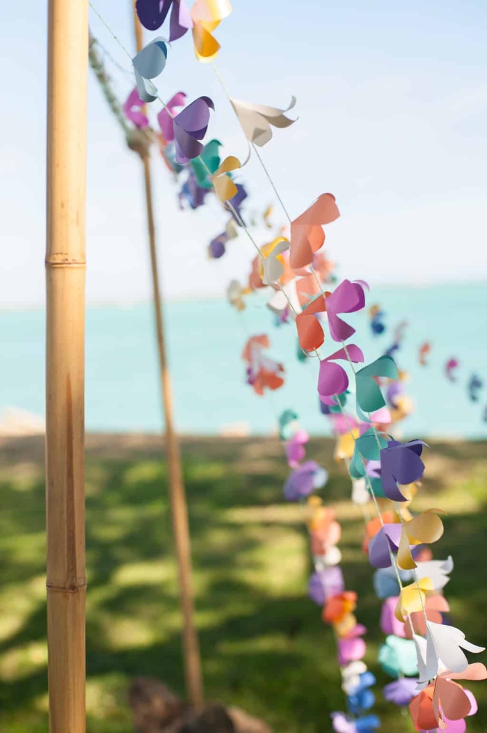 Colorful paper flower garland printable worksheet for crafting