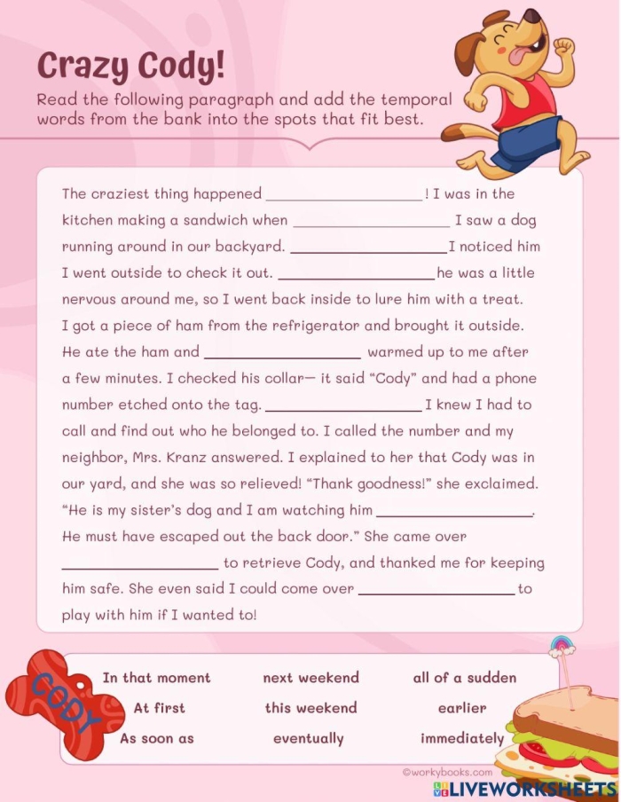 Worksheet featuring a fun activity for third graders to practice grammar through creative storytelling. Crazy Stories: Shopping in the City worksheet for engaging writing exercises.