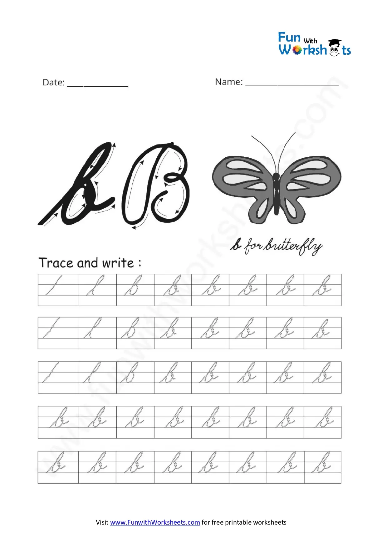 Cursive B Penmanship Practice Worksheet 8 Third grade student practicing cursive letter B handwriting on an Earth and Space science themed worksheet