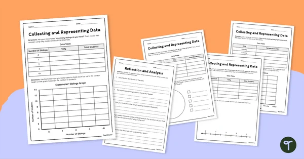 Engaging activities for gathering data at home or in the classroom Worksheet for collecting data in third-grade math lessons