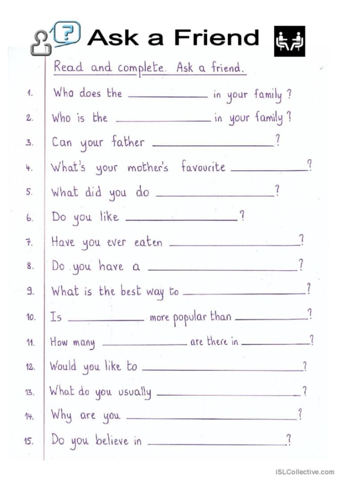 A third grade student fills in blanks to create a silly cooking story about making food for a friend while practicing decimal concepts