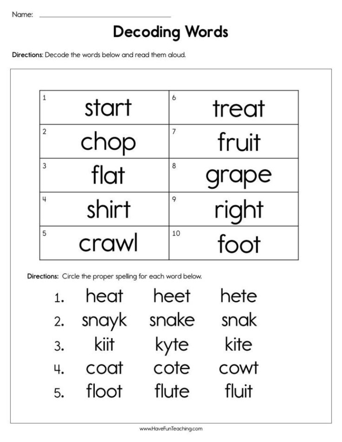 Decoding to Read Fluently Practice Activity for Elementary Readers Third grade students practicing decoding skills by identifying beginning and ending sounds in words on a fluency worksheet