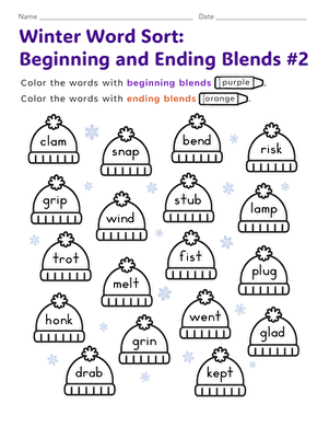 Third grade worksheet focusing on decoding words by identifying beginning and ending sounds