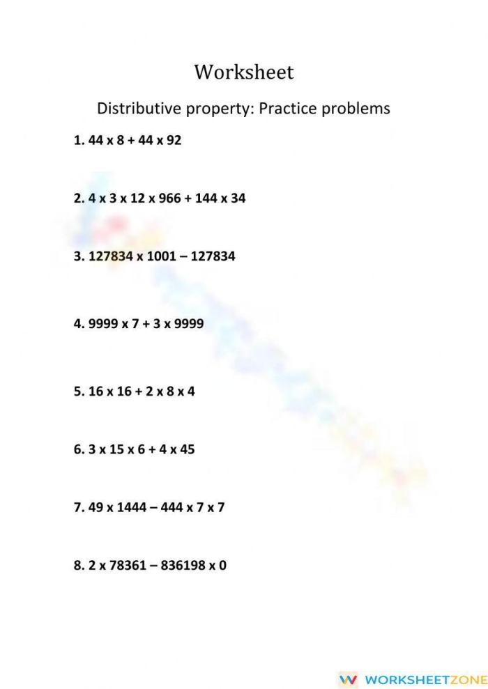 Distributive Property Multiplication Practice for Elementary Learners Third grade students solving multiplication problems using the distributive property with visual arrays and grouping examples