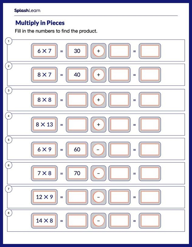 Engaging worksheet to reinforce understanding of the distributive property Multiplication and the Distributive Property worksheet for third graders
