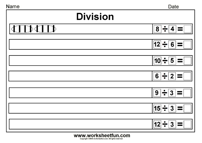 Children engaged in solving long division problems on the Division Dash worksheet