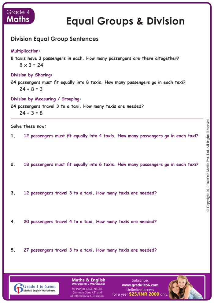 Division Equal Groups Part Two Worksheet Number Twenty Two Third grade Earth and Space Science worksheet featuring division problems with equal groups numbered twenty two