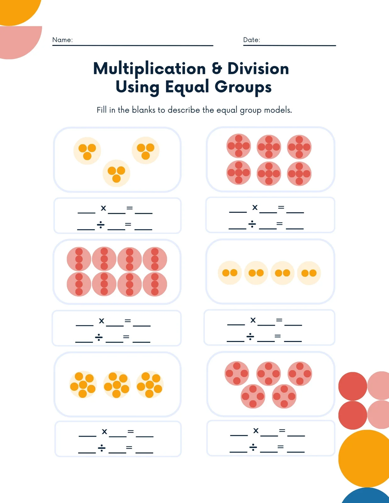 Division Equal Groups Part Two Worksheet 11 Third grade Earth and Space Science worksheet featuring division problems with equal groups of celestial objects