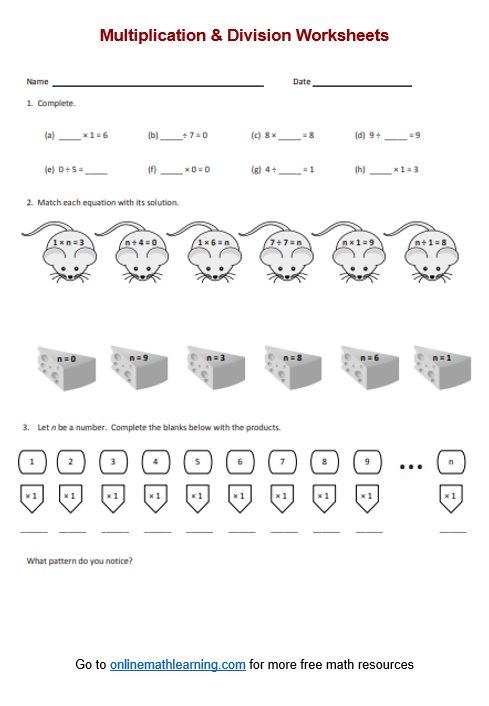 Third grade math worksheet featuring a 20-problem division challenge for one and two-digit numbers