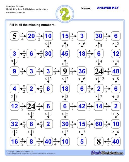 Third grade division puzzle worksheet with empty spaces for students to complete division problems using given numbers