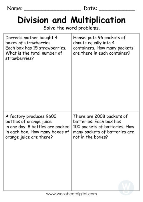 Third grade civics and government math worksheet featuring division word problems with one digit divisors