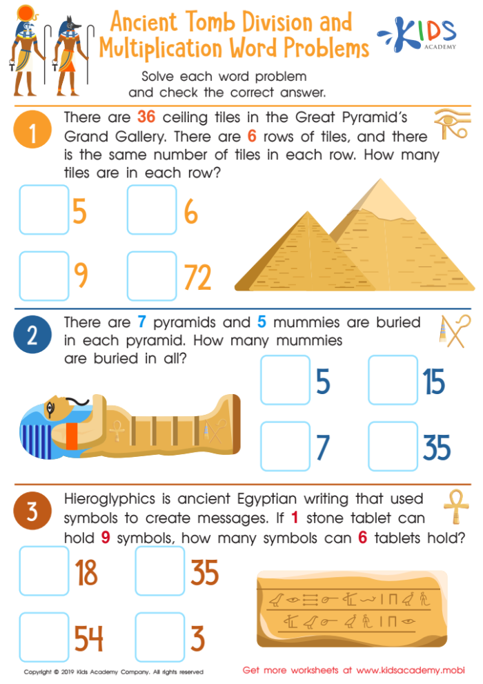 Third grade math worksheet featuring division word problems about world geography facts