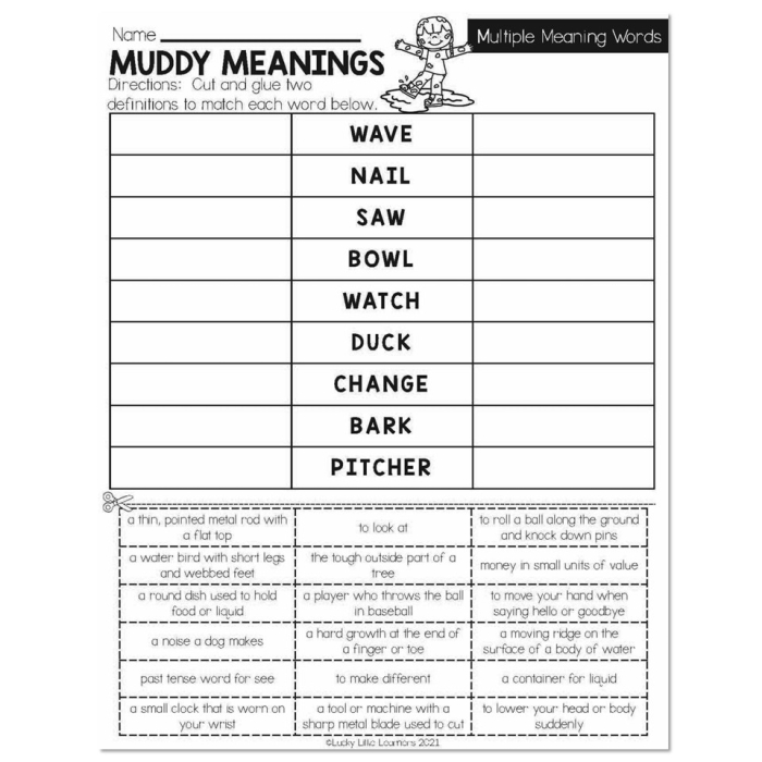 Creative sentence writing with homographs for young learners Worksheet featuring double meaning words for third graders