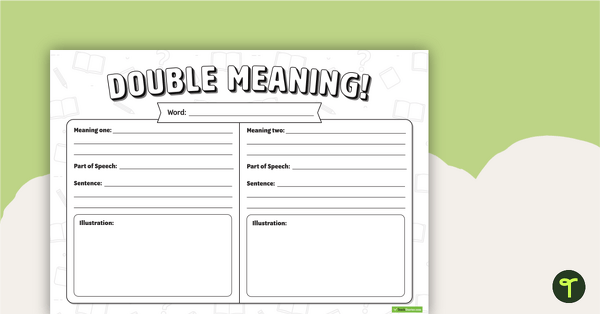 Creative double meaning words activity for young learners Worksheet featuring double meaning words for third graders