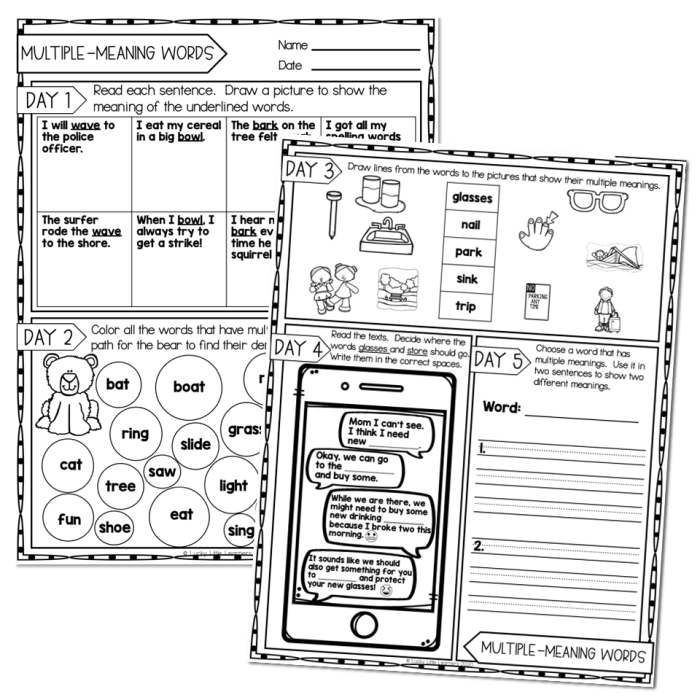 Engaging activity sheet for learning grammar concepts with creative sentence writing Colorful worksheet for third graders focusing on double meaning words and homographs