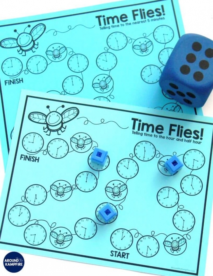 Third grade math worksheet for calculating elapsed time with clock illustrations