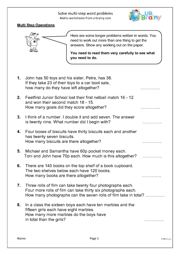 Third grade math worksheet featuring multi-step addition and subtraction word problems about elevations
